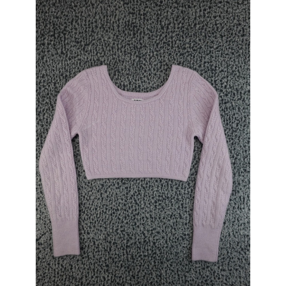 Future Collective Sweater Womens S Lavender Excellent Reese Blutstein Cable Knit
